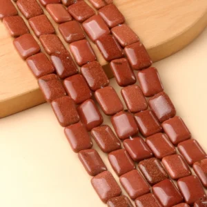 Natural 13x18mm Flat Rectangular Gold Sandstone Beads Strand