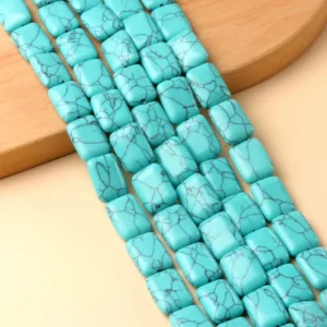 Natural 13x18mm Flat Rectangular Synthetic Turquoise Beads Strand
