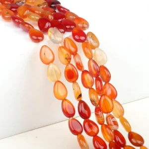 Natural 10x14mm Flat Teardrop-shaped Red Agate Beads Strand