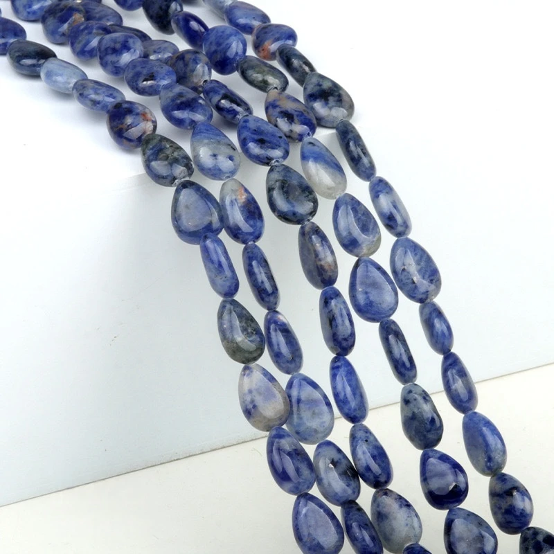 Natural 10x14mm Flat Teardrop-shaped Sodalite Beads Strand