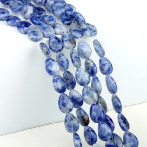 Natural 10x14mm Flat Teardrop-shaped Blue Dot Beads Strand