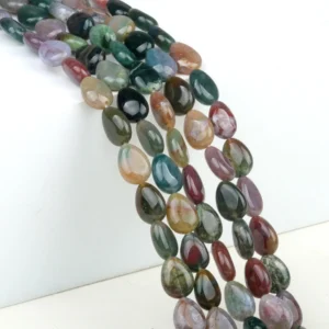 Natural 10x14mm Flat Teardrop-shaped Indian Agate Beads Strand