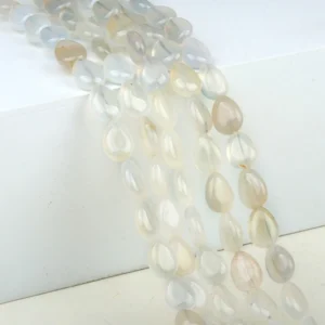 Natural 10x14mm Flat Teardrop-shaped White Agate Beads Strand