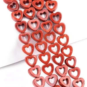 Natural 10mm Heart-shaped Red Jasper Beads Strand