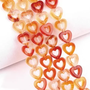 Natural 10mm Heart-shaped Red Agate Beads Strand