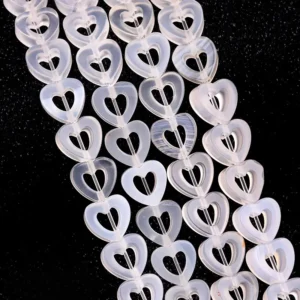 Natural 10mm Heart-shaped White Agate Beads Strand