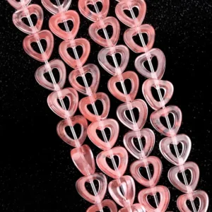 Natural 10mm Heart-shaped Smelting Quartz Beads Strand