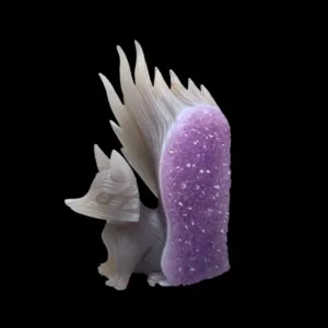 Crystal Fox Carving,Amethyst Druzy Fox Carving