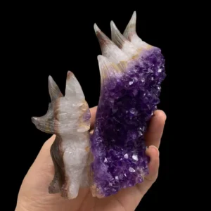 Crystal Fox Carving,Amethyst Druzy Fox Carving