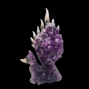 Crystal Fox Carving,Amethyst Druzy Fox Carving