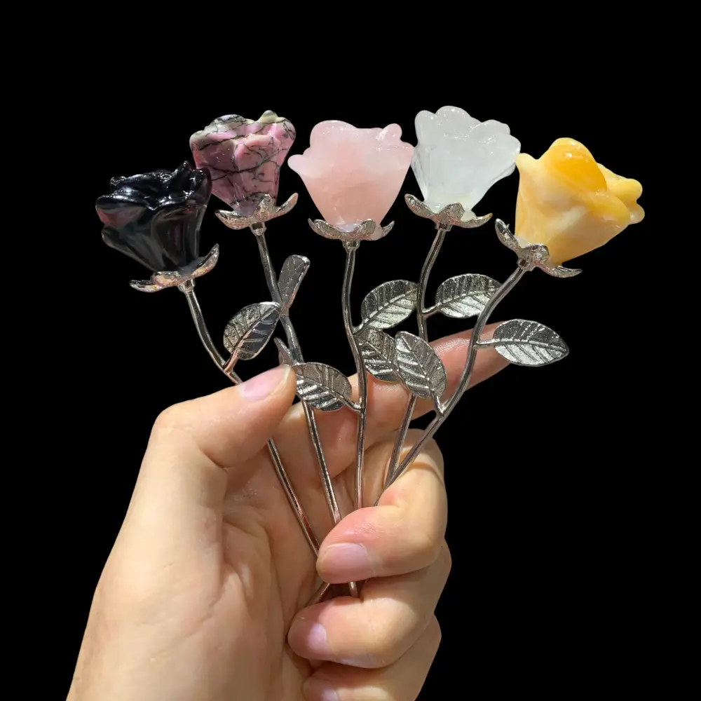 15cm Crystal Rose Flower Carving Wholesale - Image 4