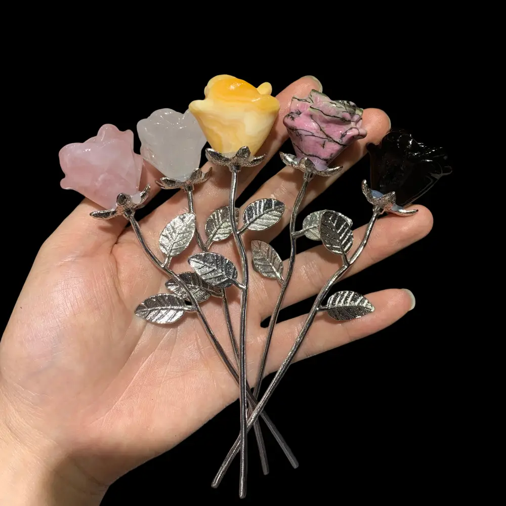 15cm Crystal Rose Flower Carving Wholesale