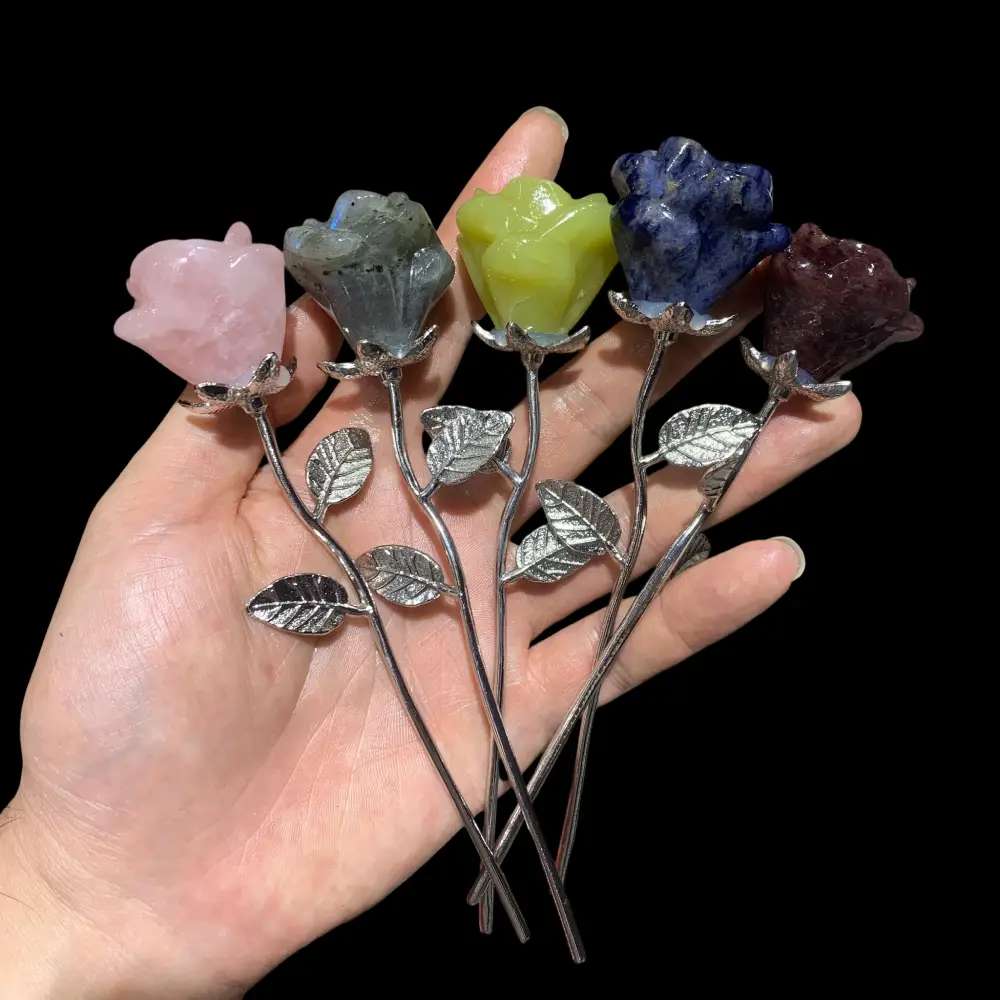 15cm Crystal Rose Flower Carving Wholesale - Image 3