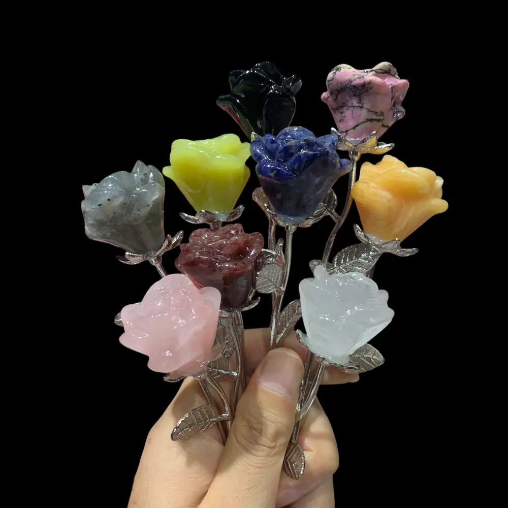15cm Crystal Rose Flower Carving Wholesale - Image 2