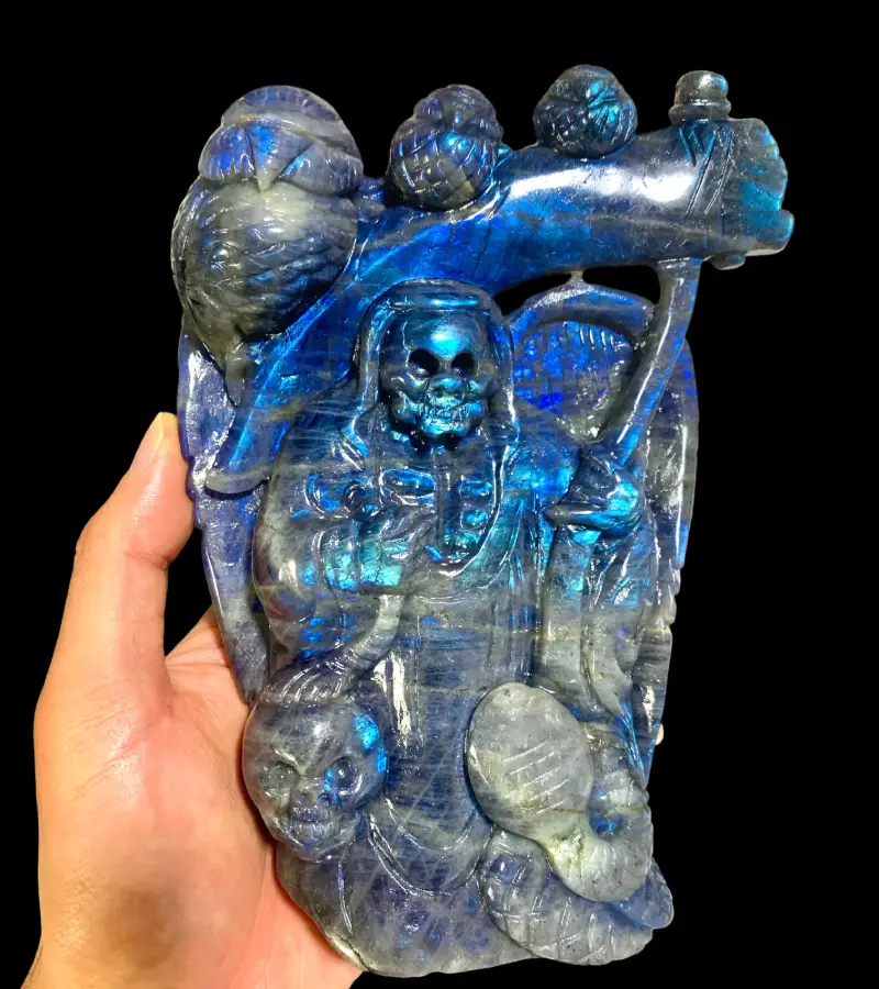 Labradorite Grim Reaper Carving