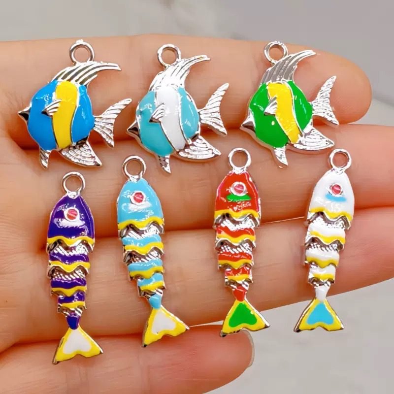 Ocean Animal Enamel Charms,Fish Seahorse Crab Turtle Shell Charms for Bracelet Necklace