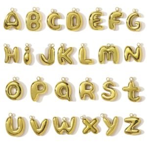 Trend Gold Balloon Letter Initial Pendant, Personalized Charm for Everyday Wear Jewelry